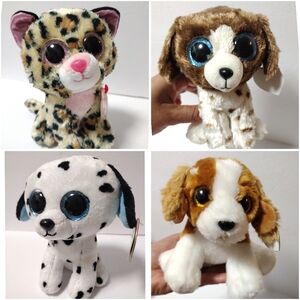 Ty Beanie Boo's Collection Livvie, Fetch, Muddles & Barker Stuffed Plush Toys 6"